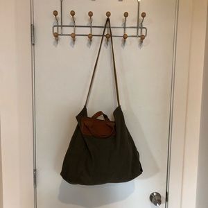 Madewell Olive Canvas Tote w Leather Straps